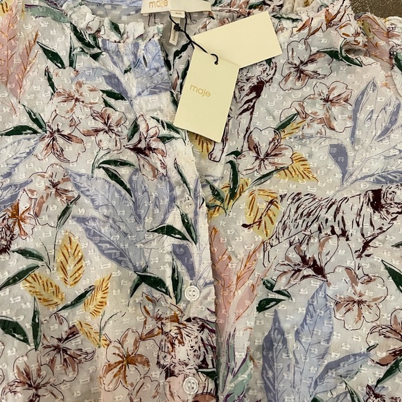 Maje White Jungle Rythonela Floral Print Woven Mini Dress - Picture 3 of 7